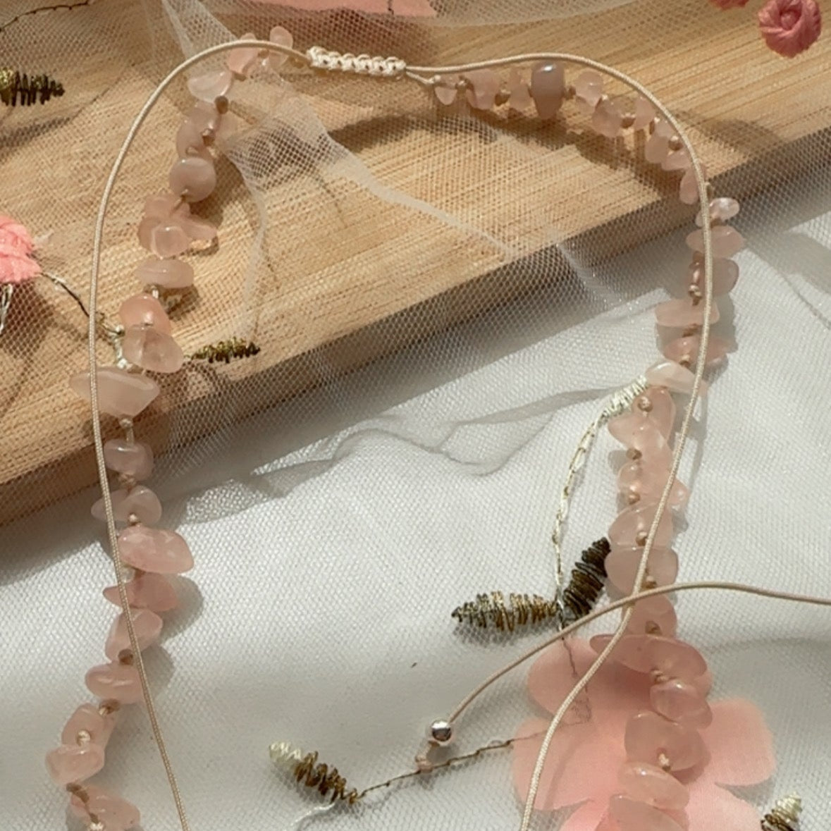 Collar Piedras Naturales - Cuarzo rosa 💗