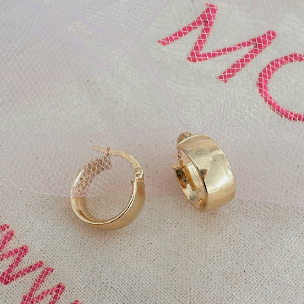 oe123 Caravanas aro 18k anchos lisos