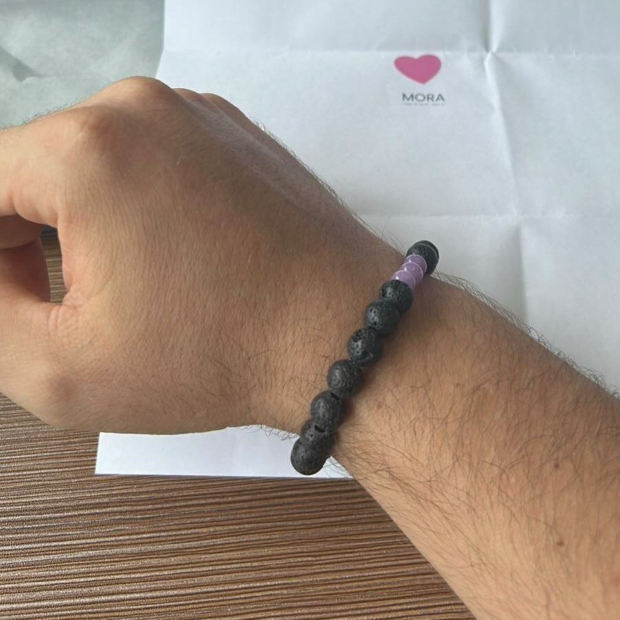 Pulsera piedra lava negra