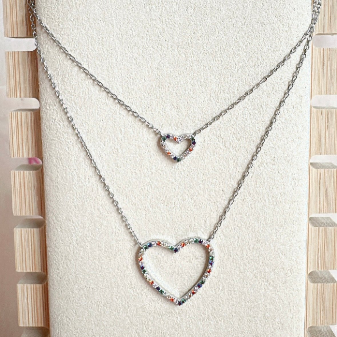 ps090 - Doble cadena corazones arcoiris