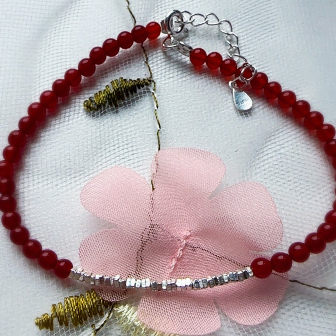 Pulsera plata 925 y cornalina
