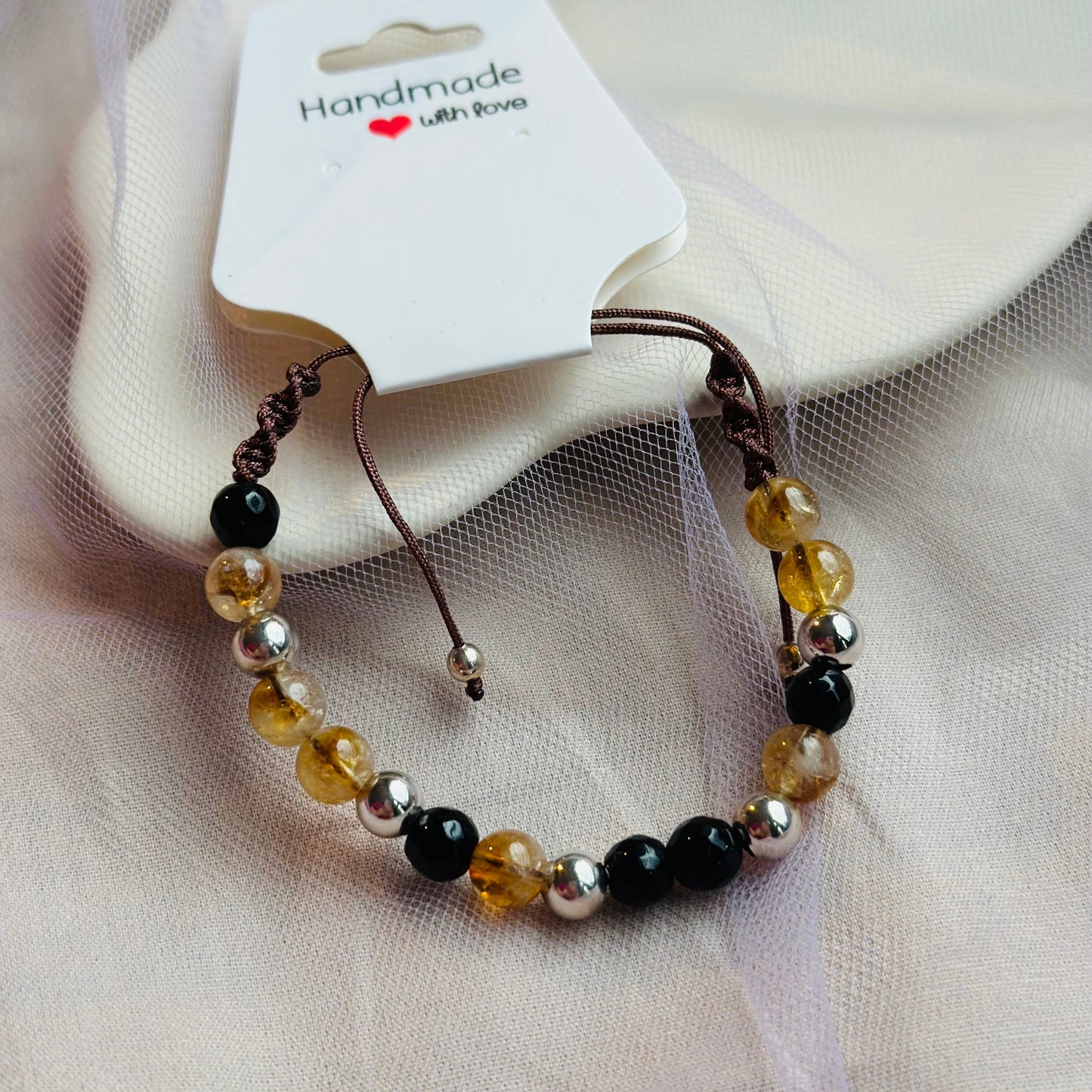 Pulsera ónix, citrino y plata 925