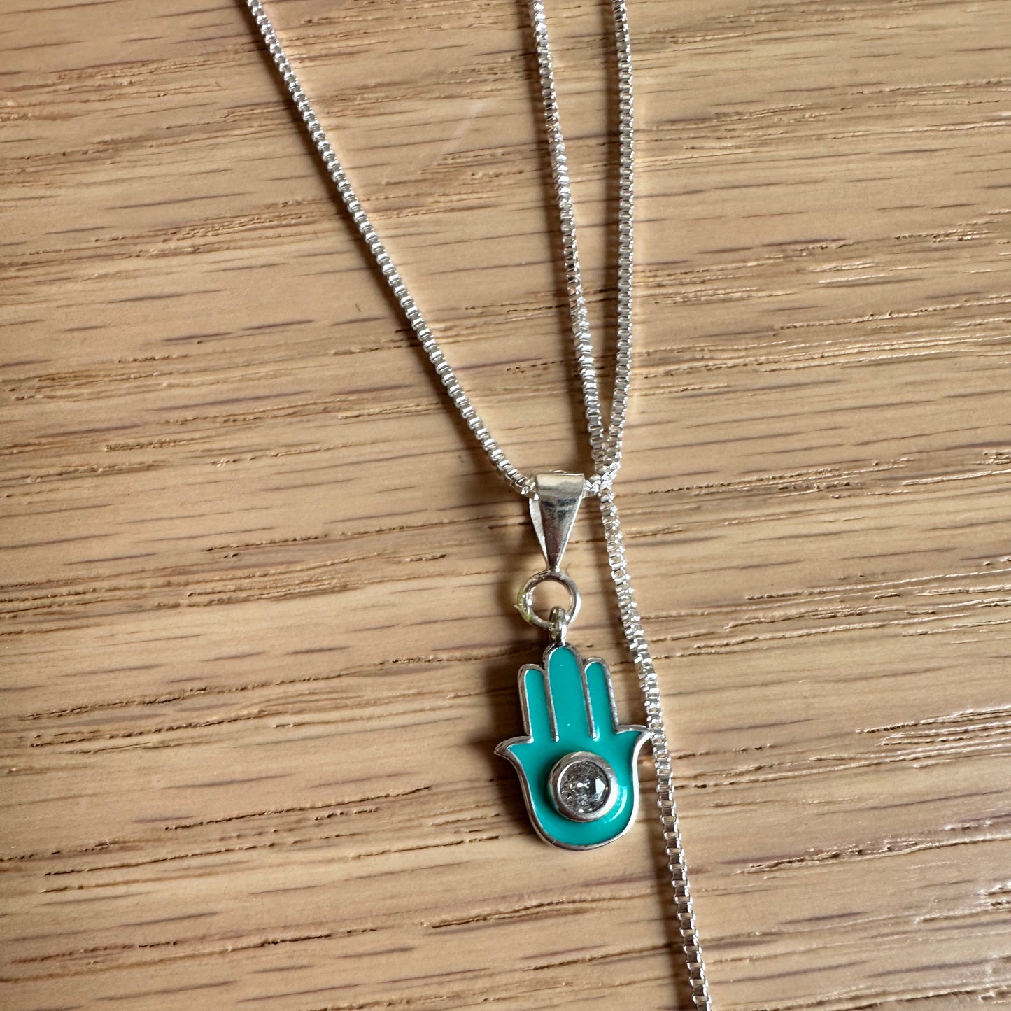 Cadena veneciana + dije mano Hamsa – Plata 925