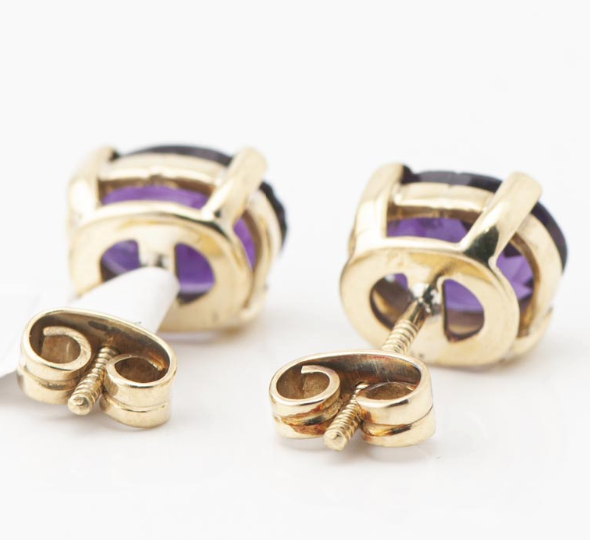 Caravanas tornillo oro 18K con amatistas