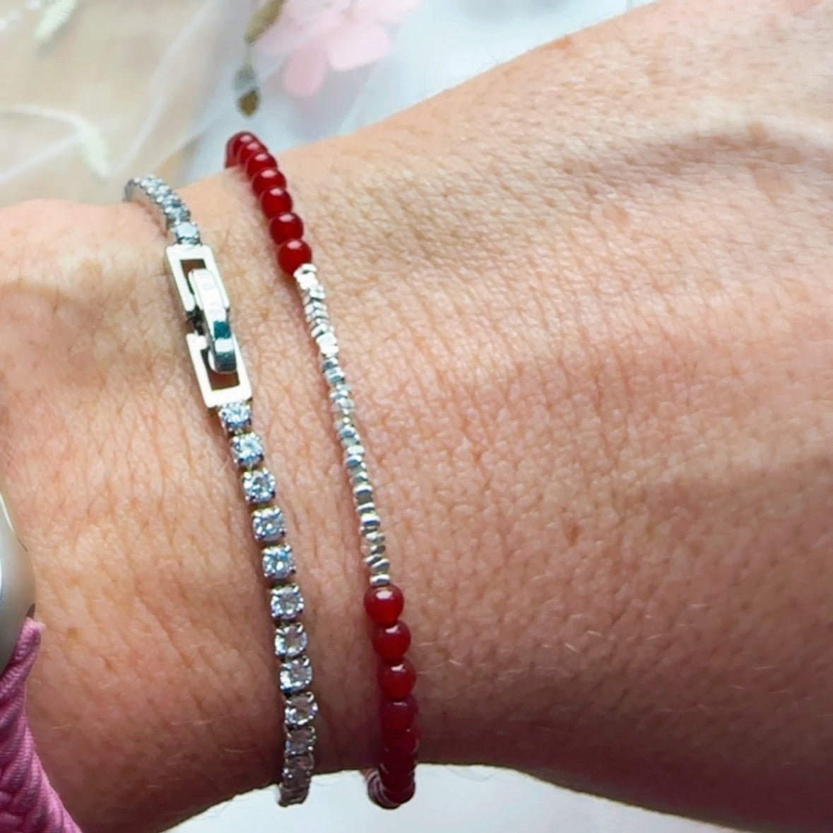 Pulsera plata 925 y cornalina