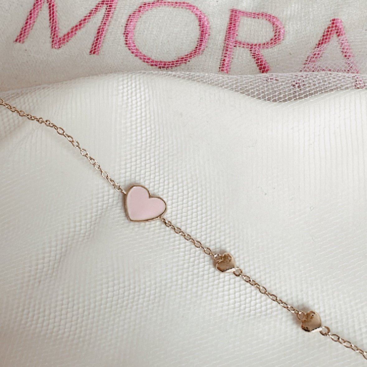 ob100 Pulsera oro 18k: corazón rosa