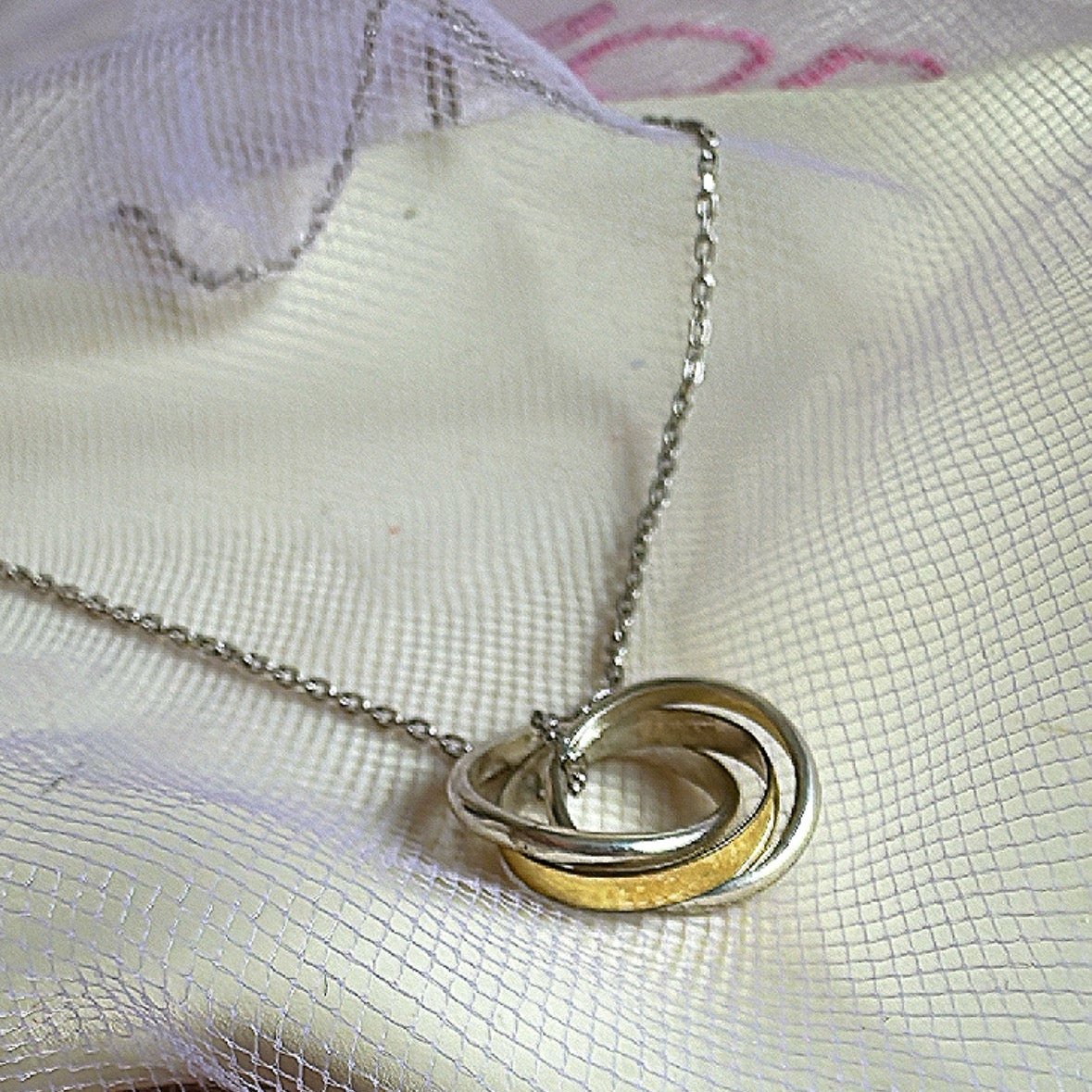 Cadena y dije trío en plata 925 y oro double