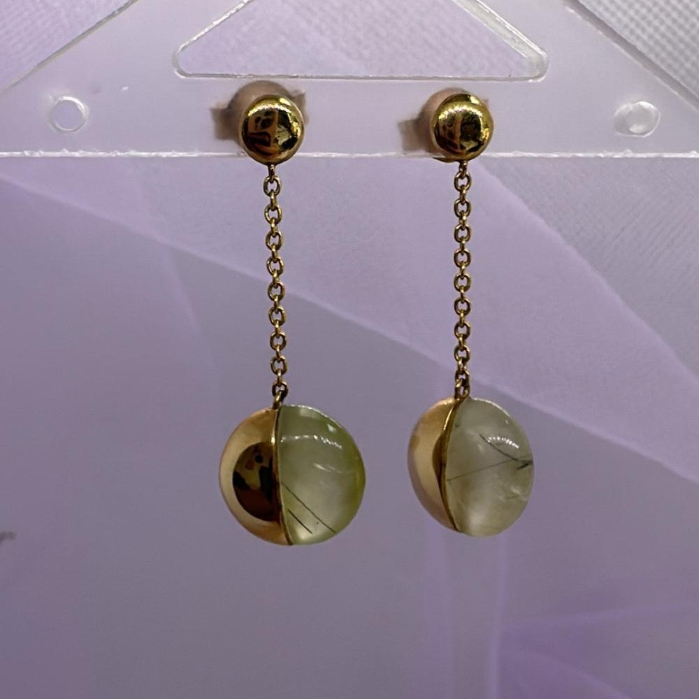 Caravanas oro 18k y piedra natural