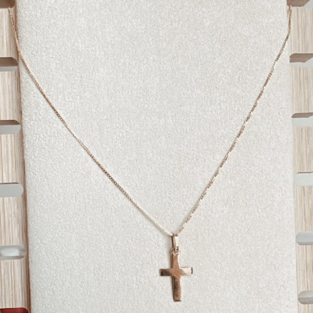 Cadena oro18k con dije cruz lisa