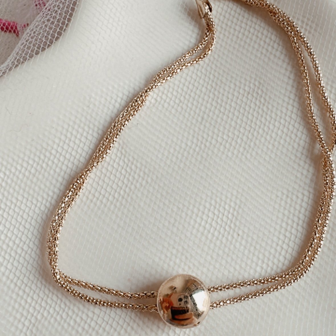 ob101 Pulsera doble oro 18k con dije central