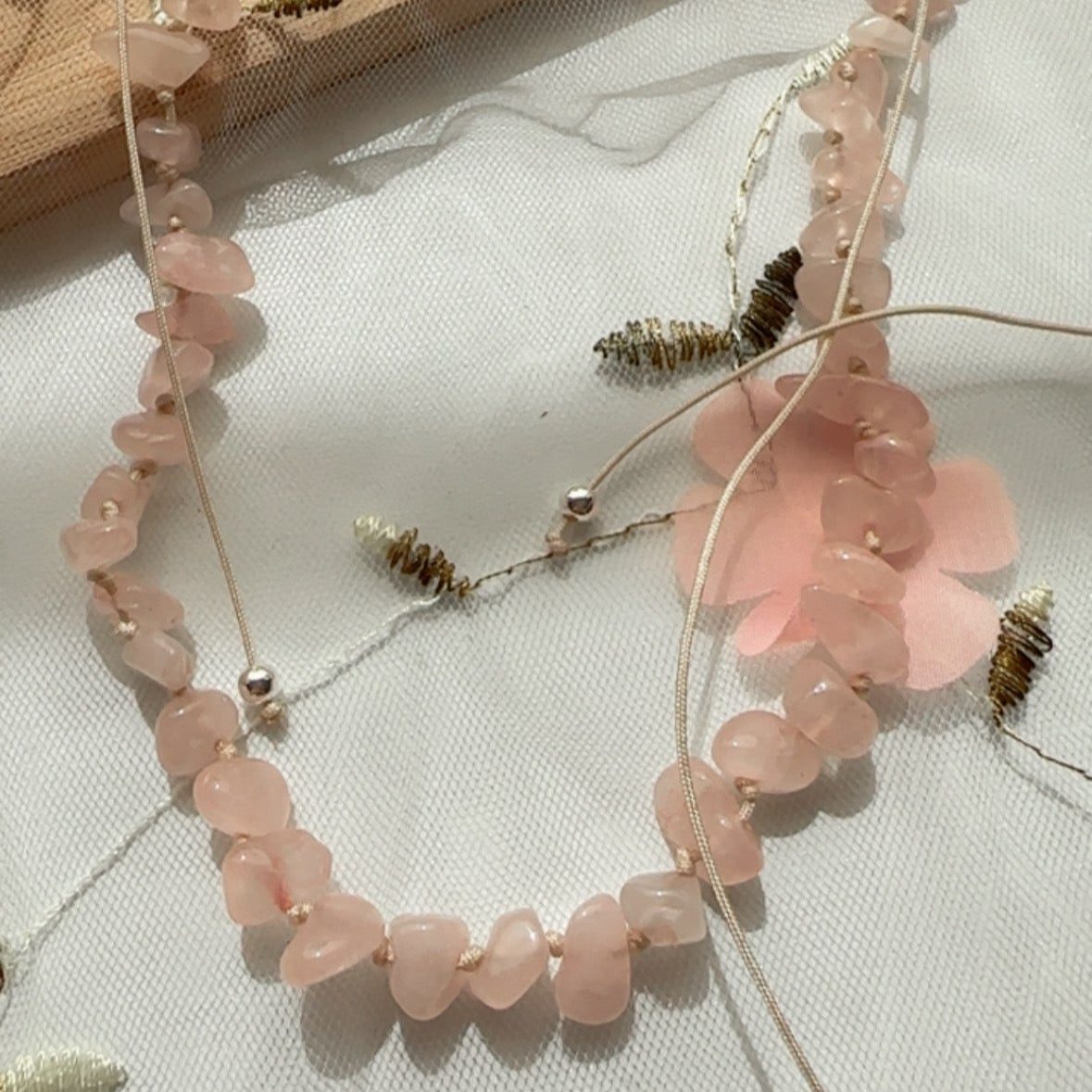 Collar Piedras Naturales - Cuarzo rosa 💗