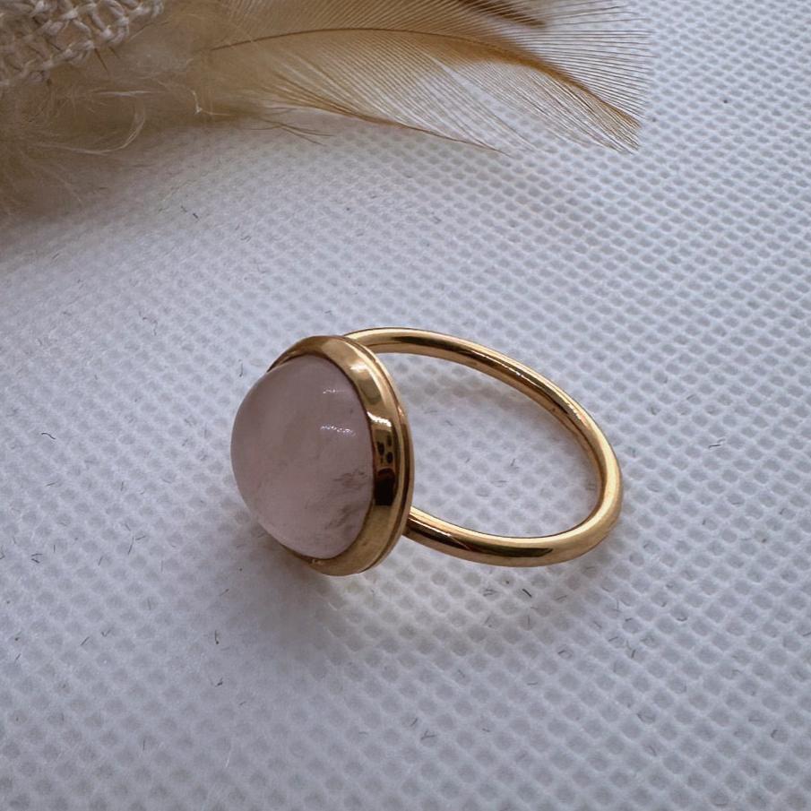 Anillo oro 18k cuarzo rosa