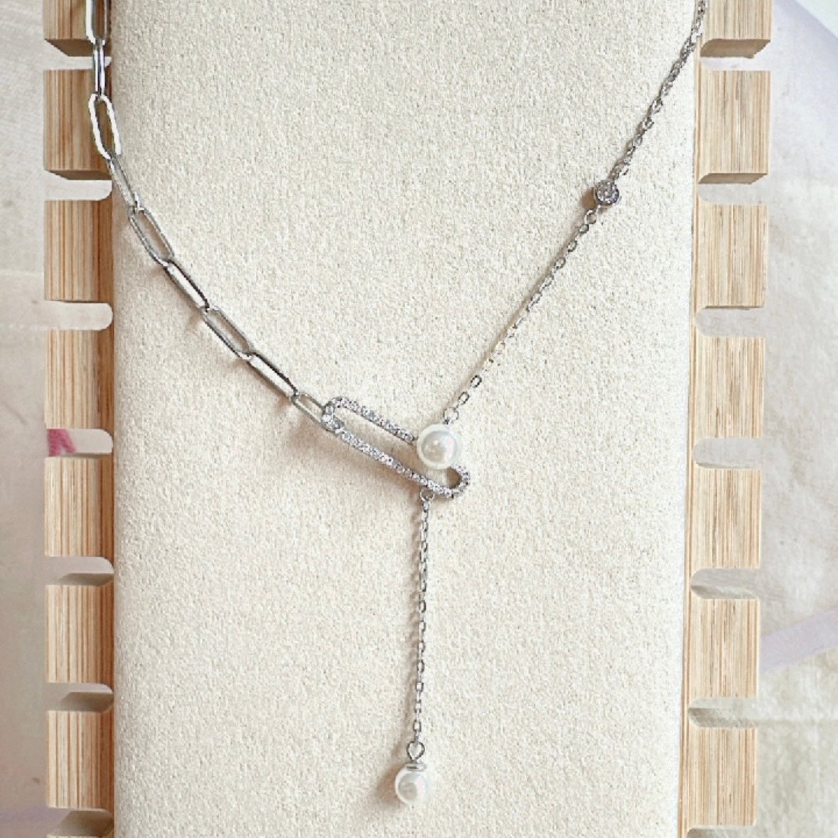 ps114 - Cadena Combinada Plata 925 y perla