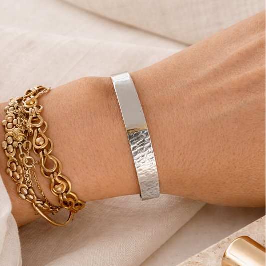 Esclava plata 925 martillada con oro (OP200)