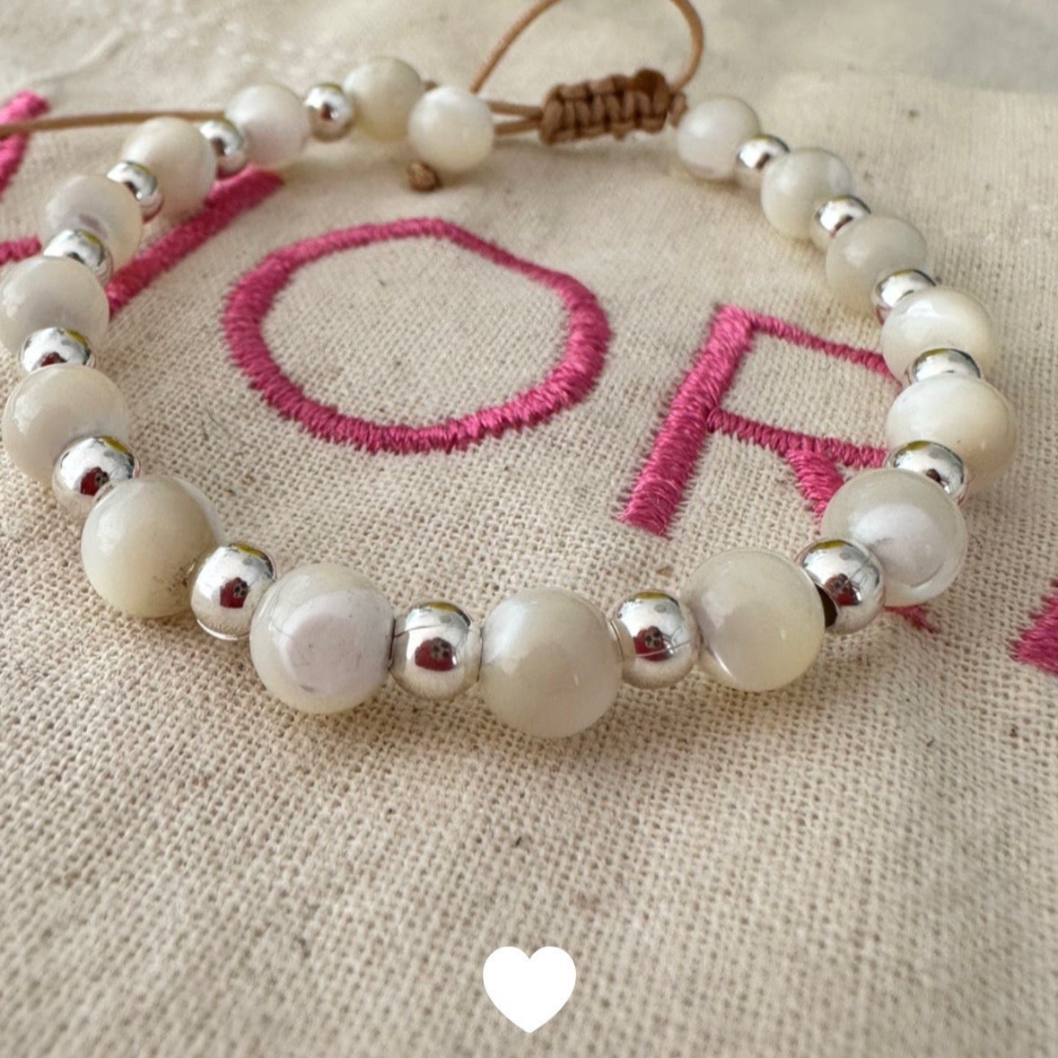 Pulsera hilo blanca + plata 925