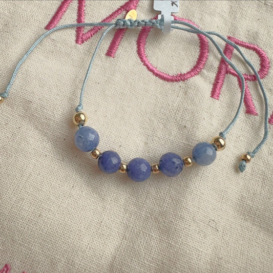 Pulsera oro 18k y piedra natural azul