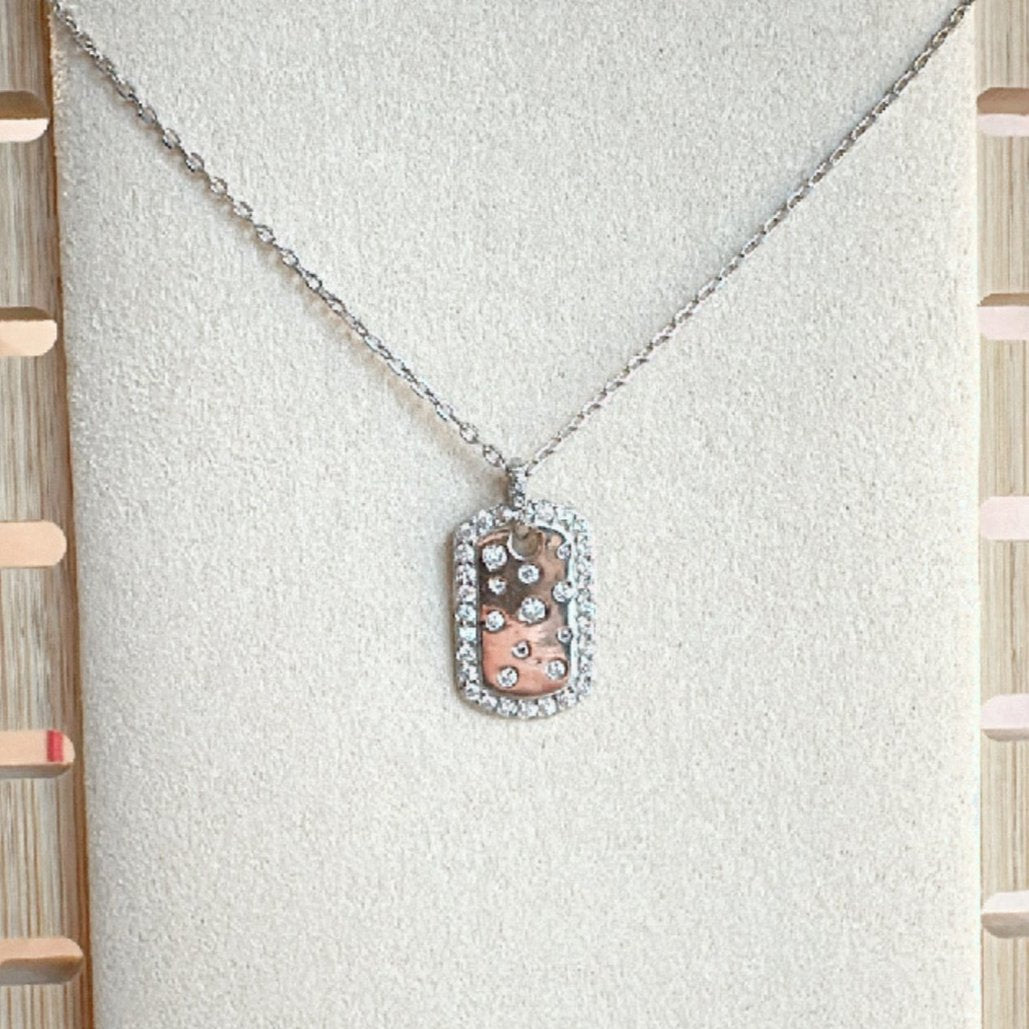 ps086 - Cadena + dije placa con zirconias