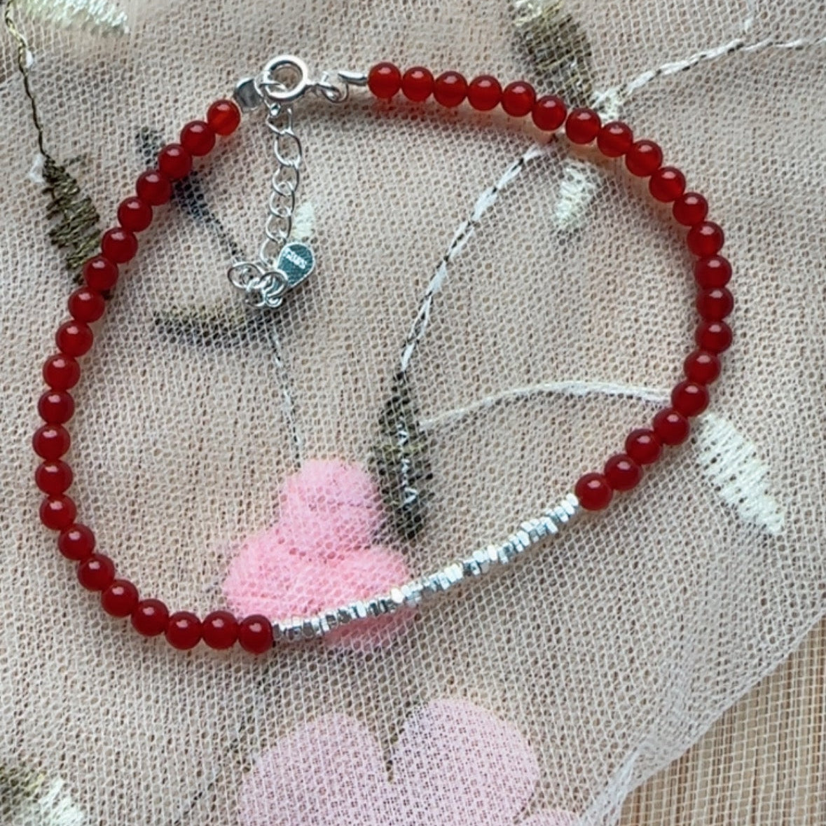 Pulsera plata 925 y cornalina