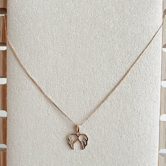 Cadena oro18k con dije alitas angel