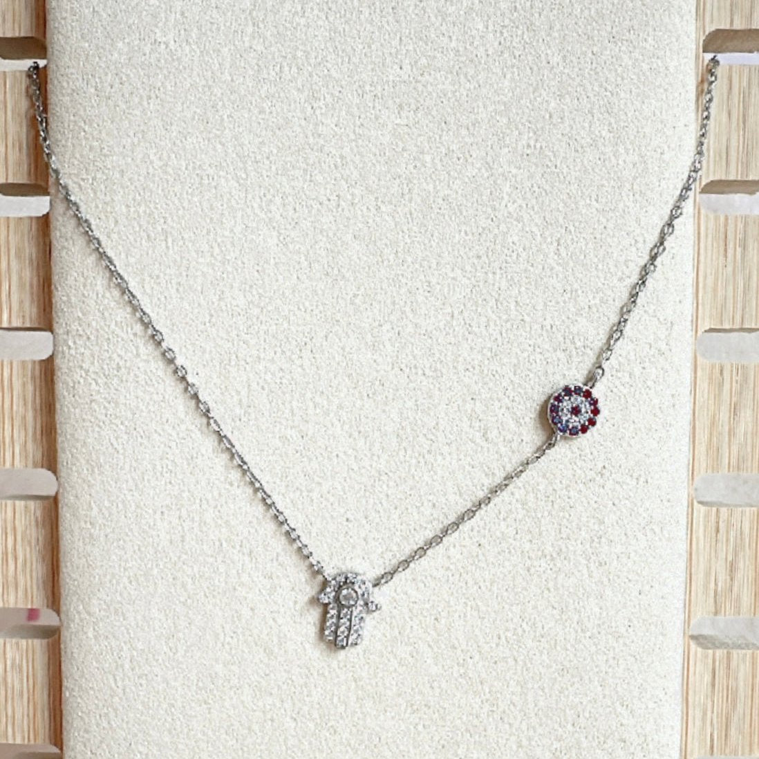 Cadena + dijes Hamsa - Plata 925