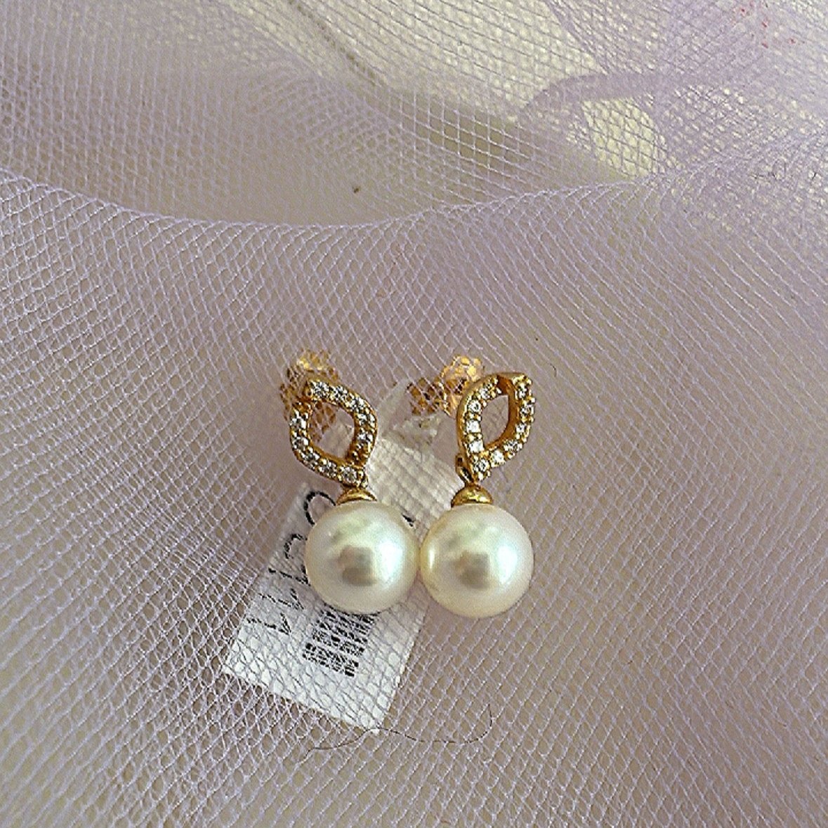 oe111 Caravanas oro 18k y perlas