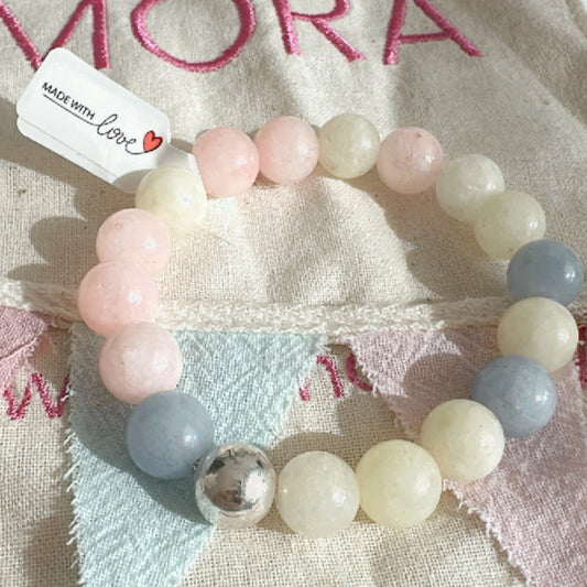 Pulsera elástica pastel 10mm + PLATA 925