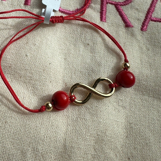 Pulsera Amor infinito - oro 18k y coral