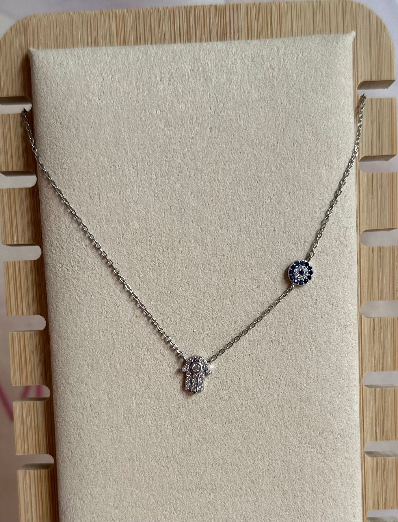 Cadena + dijes Hamsa - Plata 925