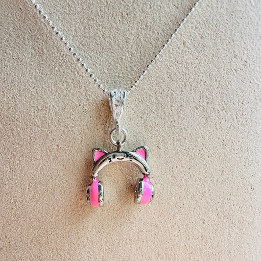 Conjunto cadena y dije auriculares plata 925
