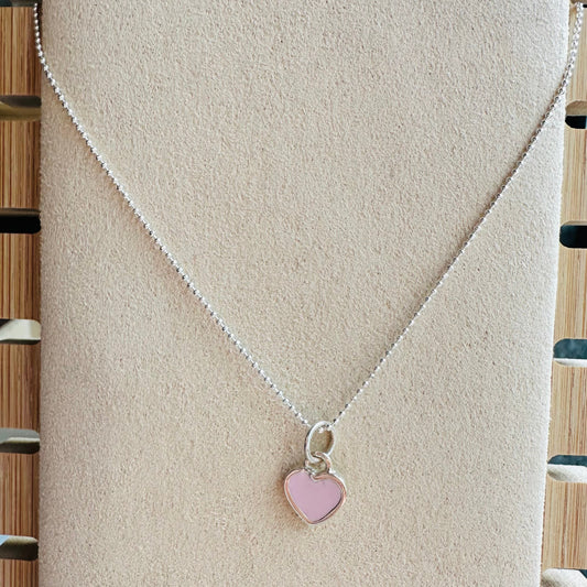 Conjunto cadena y dije corazón esmaltado (varios colores)