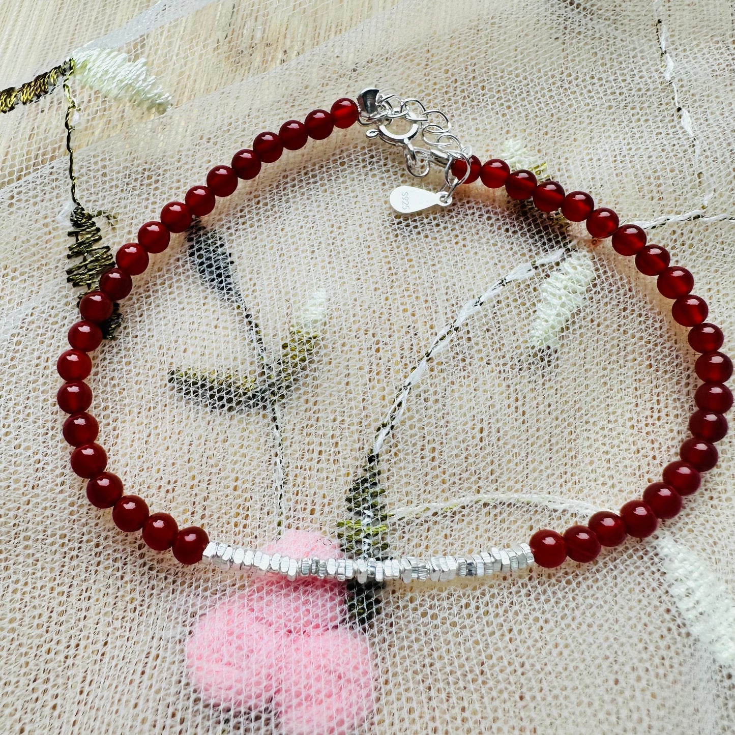 Pulsera plata 925 y cornalina