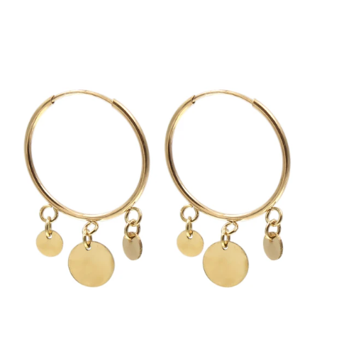 oe115 Caravanas aro oro rosa 18k