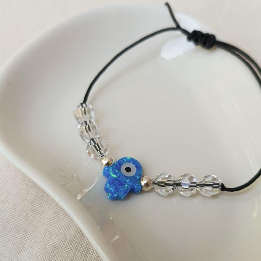 Pulsera mano fátima, cristales swarovski y plata 925