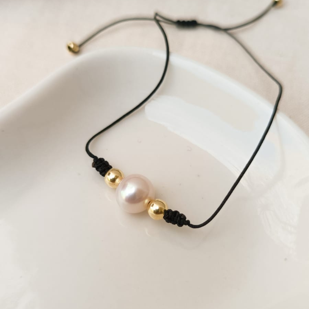 Pulsera oro 18k y perla cultivo: minimalista
